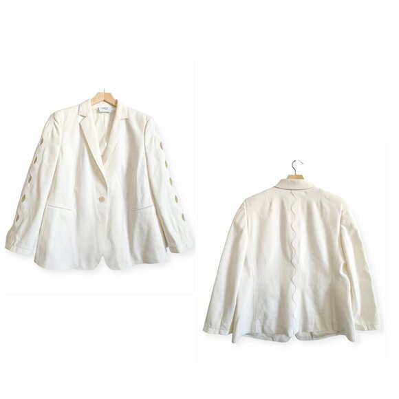 Akris Punto Scalloped Sleeve Blazer,  White/Ivory, Size‎ 12 - Picture 16 of 16